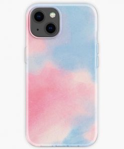 Trans flag color watercolor clouds iPhone Soft Case RB0403 product Offical transgender flag Merch