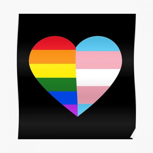 LGBT Rainbow And Transgender Pride Flag Heart Poster RB0403 product Offical transgender flag Merch