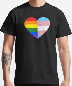 LGBT Rainbow And Transgender Pride Flag Heart Classic T-Shirt RB0403 product Offical transgender flag Merch