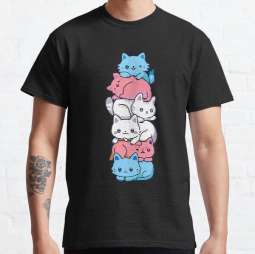 Transgender Pride Cat LGBT Trans Flag Cute Cats Pile Gifts Classic T-Shirt RB0403 product Offical transgender flag Merch