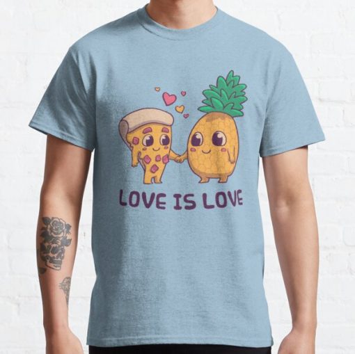 Love is Love Pineapple Pizza // Pride, LGBTQ, Gay, Trans, Bisexual, Asexual Classic T-Shirt RB0403 product Offical transgender flag Merch