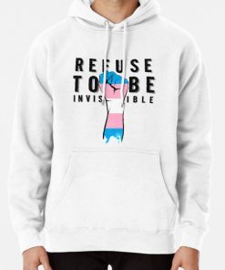 Refuse To Be Invisible Trans Flag Pullover Hoodie RB0403 product Offical transgender flag Merch