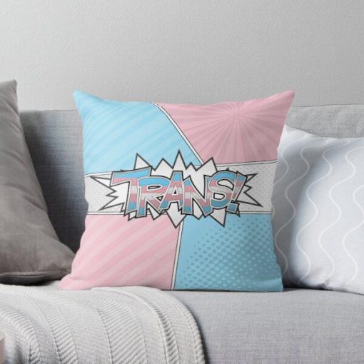 Halftone Trans Typography Throw Pillow RB0403 product Offical transgender flag Merch