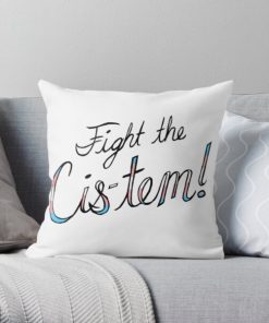 Fight the Cis-Tem Trans Pride Throw Pillow RB0403 product Offical transgender flag Merch