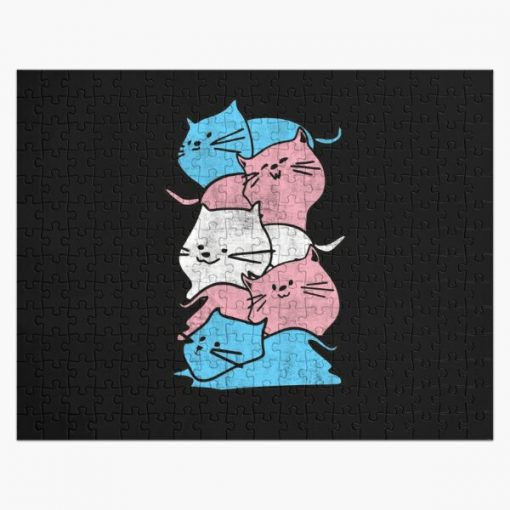 Transgender Pride Cat Flag Cats Pile Trans Pride Cute Gifts  Jigsaw Puzzle RB0403 product Offical transgender flag Merch