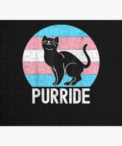 Transgender Cat Flag Lgbtq Trans Pride Month Vintage Retro  Jigsaw Puzzle RB0403 product Offical transgender flag Merch