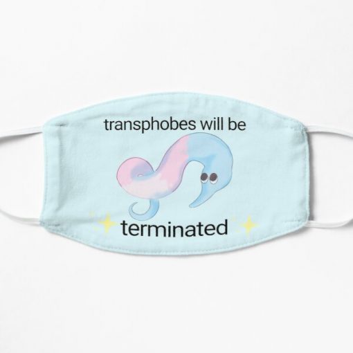 Worm on a string trans rights mask Flat Mask RB0403 product Offical transgender flag Merch